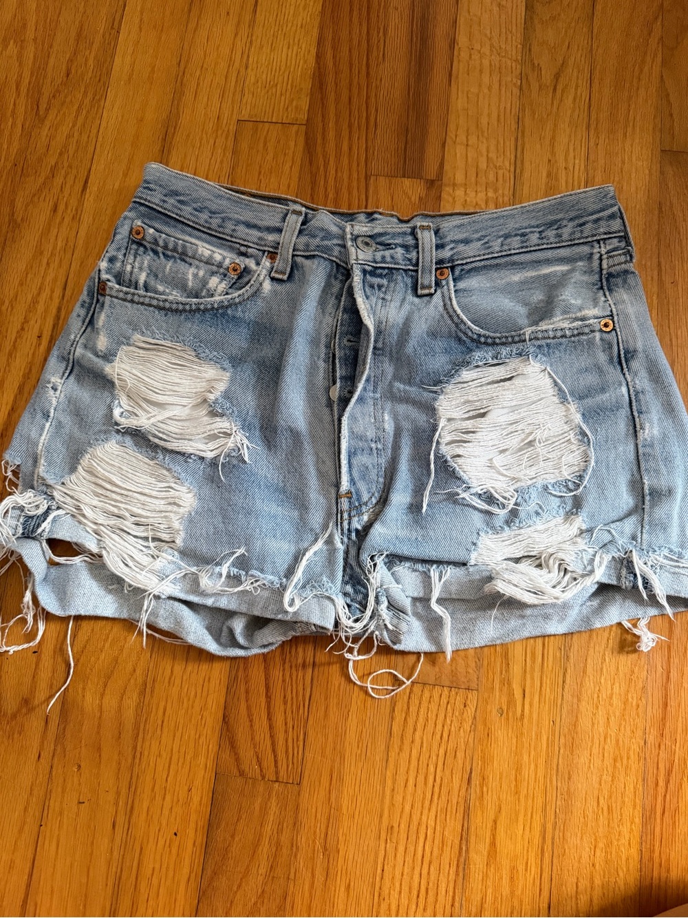 Levi's Light Blue Distressed Denim Cutoff Shorts